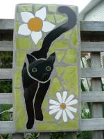 Walking cat and flowers
